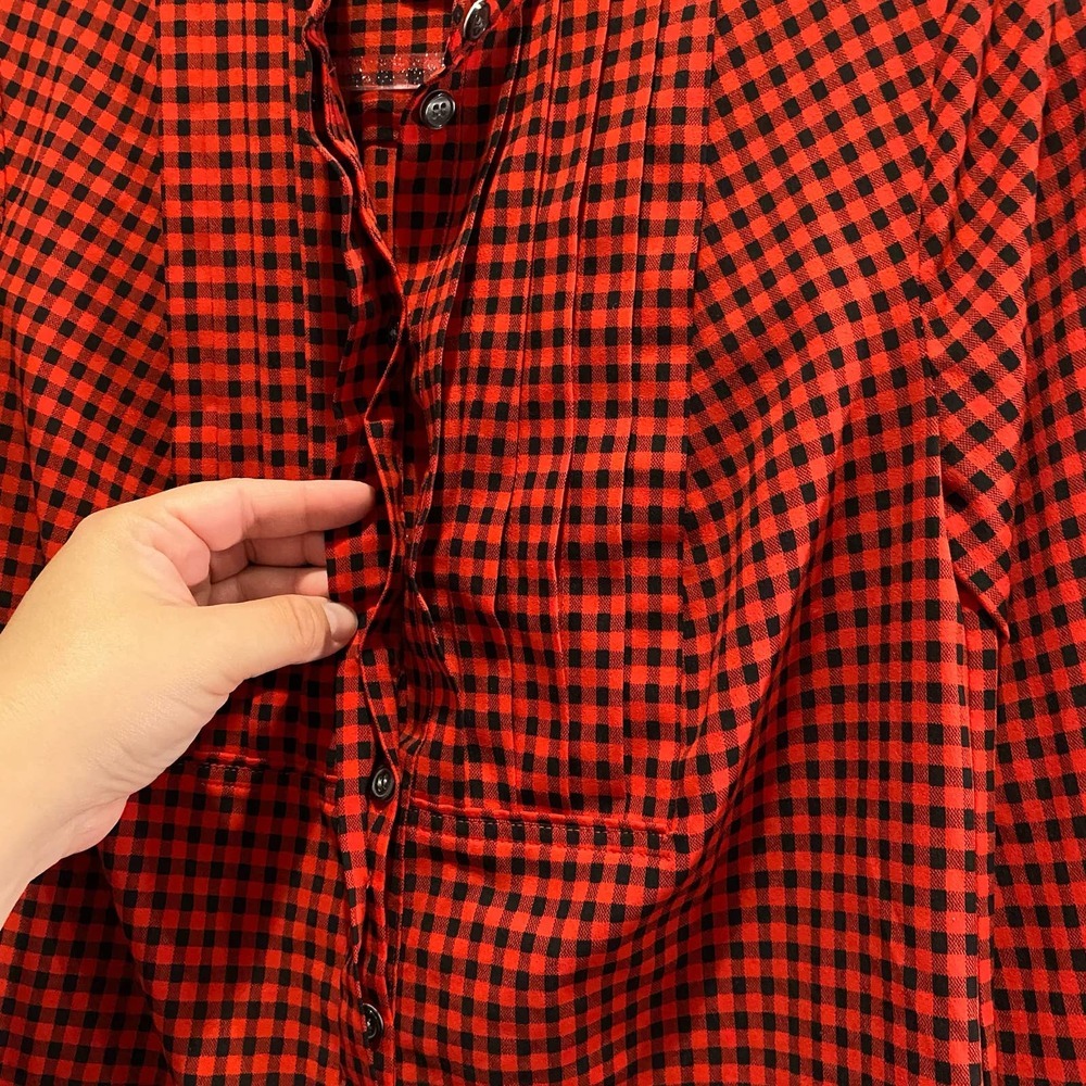 J. Crew Factory Drapey Buffalo Check Tuxedo Top X… - image 4